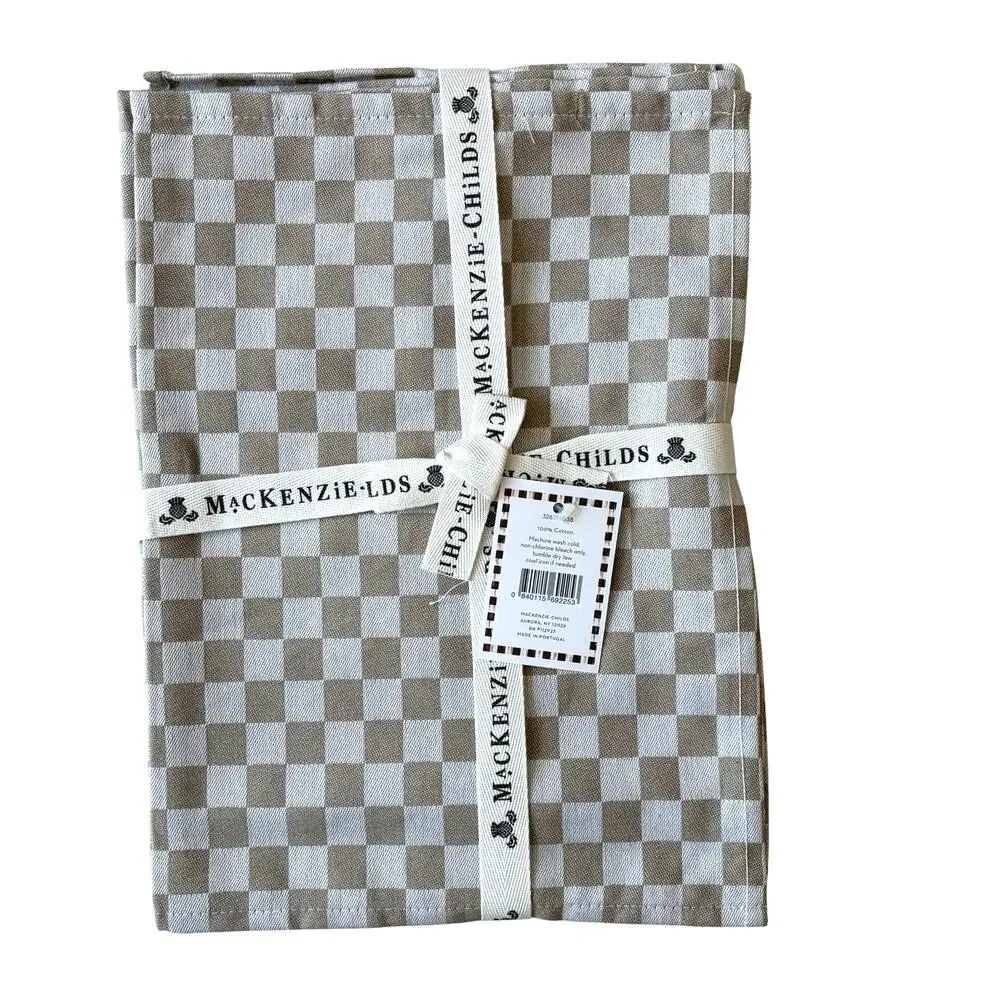 MacKenzie-Childs Flax Check Placemats 13x18 Set of 4 Chic Cotton Kitchen NEW
